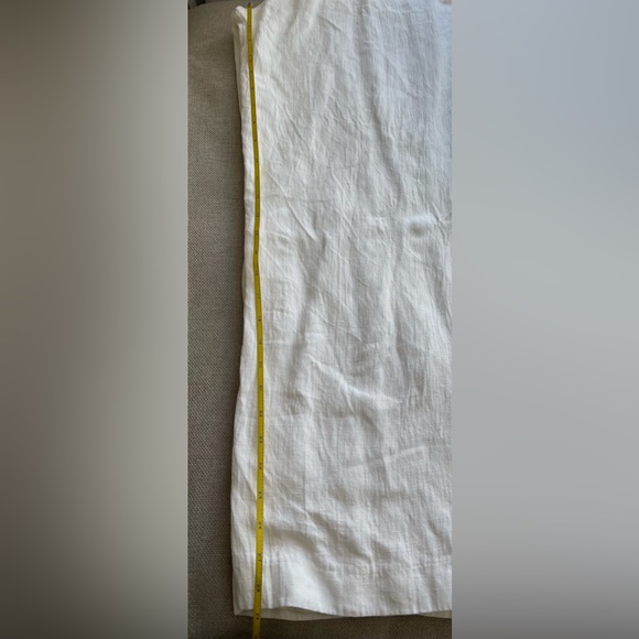 Zara Wide Leg Linen Blend Trousers In White Size XL - Picture 12 of 13